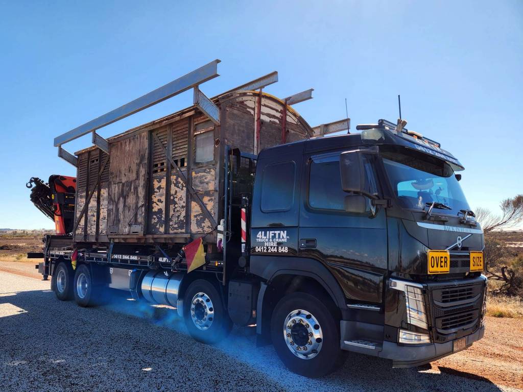 HIAB transport rustic rail carriage hut