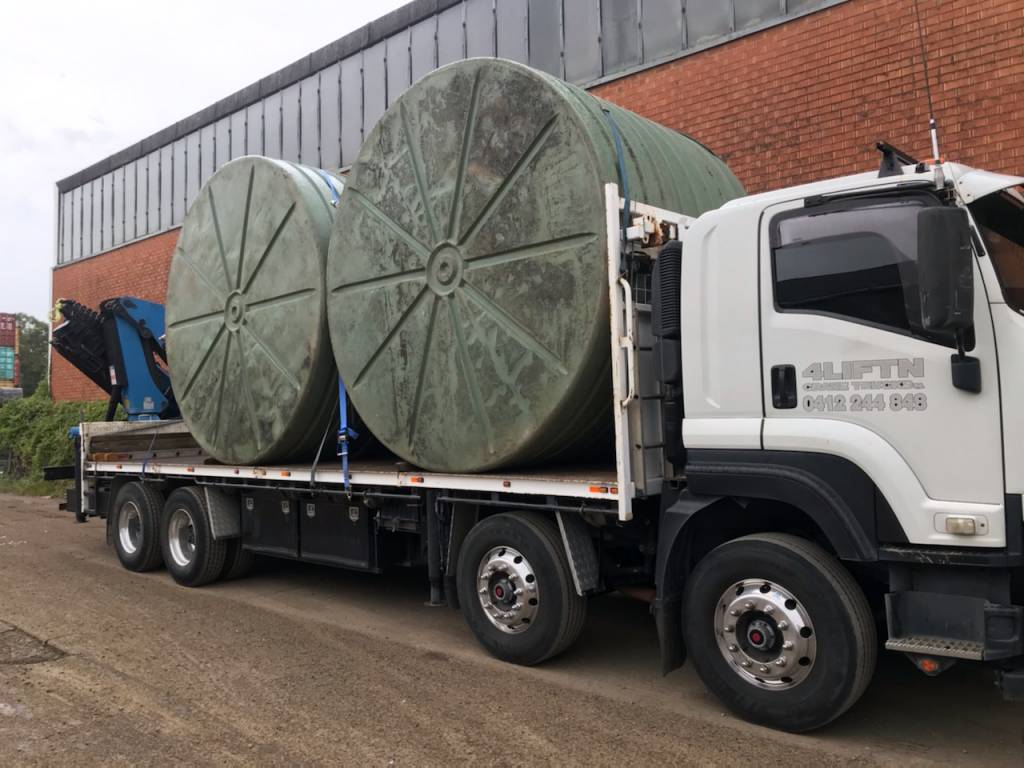 HIAB tray truck water tanks delivery